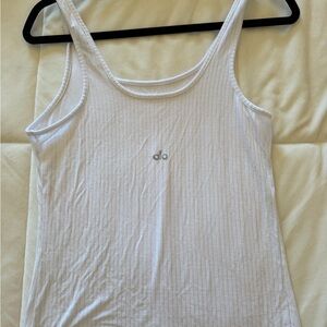 ALO Yoga White Ribbed Tank Top